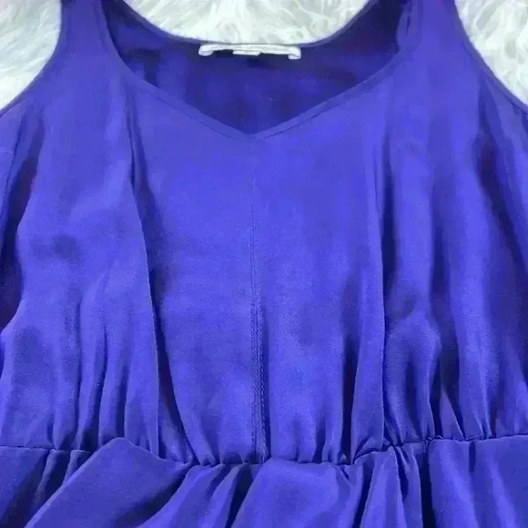 Amanda Uprichard 100% Silk Tiered Solid Effortless Vibes Royal Blue Dress, S - Picture 6 of 10